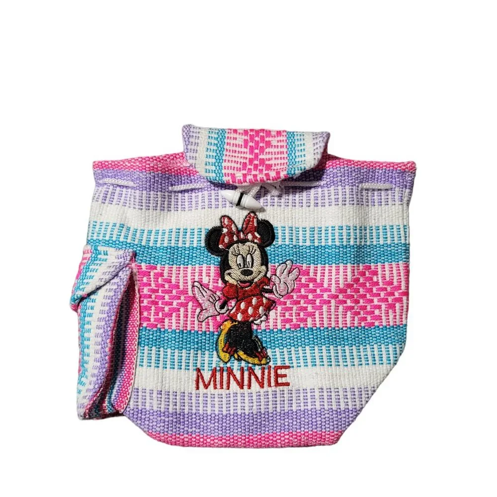 Disney Handwoven Minnie‎ Mouse Handmade Small Backpack in Pink and Blue